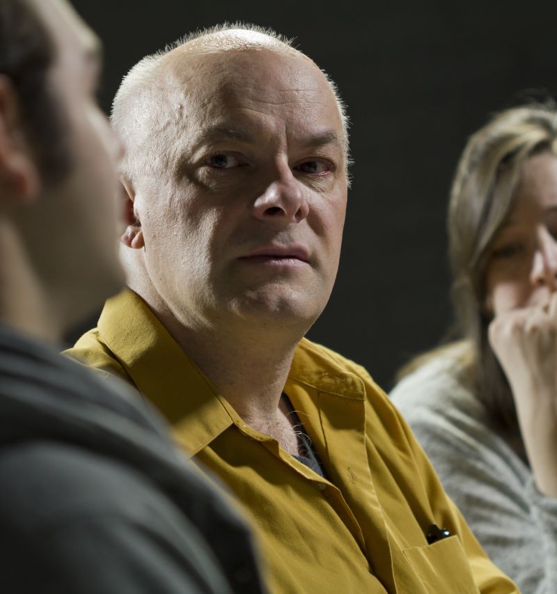 Anxious man in a meeting